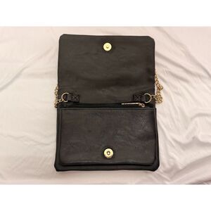 Rampage Floral Studded Crossbody Clutch Purse Black Gold Chain Used